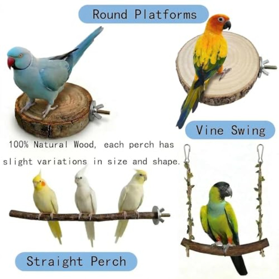 8PCS natural wood bird perches - Health & Wellness Llc recension och pris